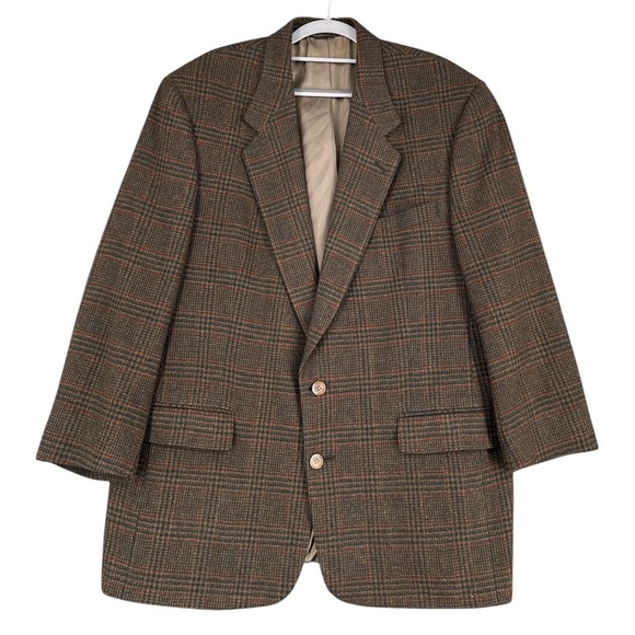 Austin Reed Dillard's Plaid Blazer Wool Sport Coat Men's Brown Green - Picture 1 of 13